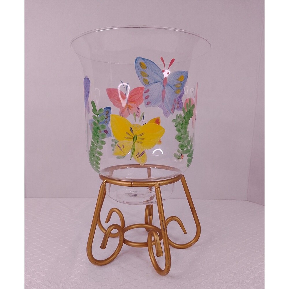 Vintage Illuminations Handcrafted Metalworks Butterfly Hurricane Candle Holder - Picture 4 of 7